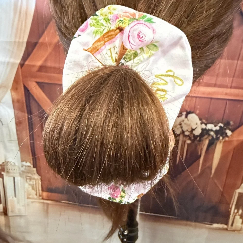 Floral Pink & Green Cotton Scrunchie